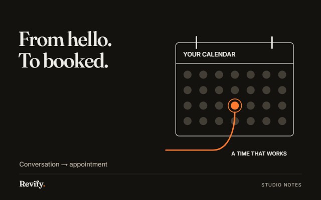 From hello. To booked. Conversation → appointment.