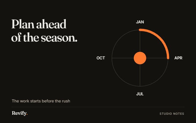 Plan ahead of the season. The work starts before the rush.