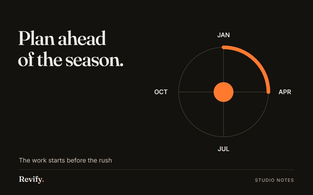 Plan ahead of the season. The work starts before the rush.