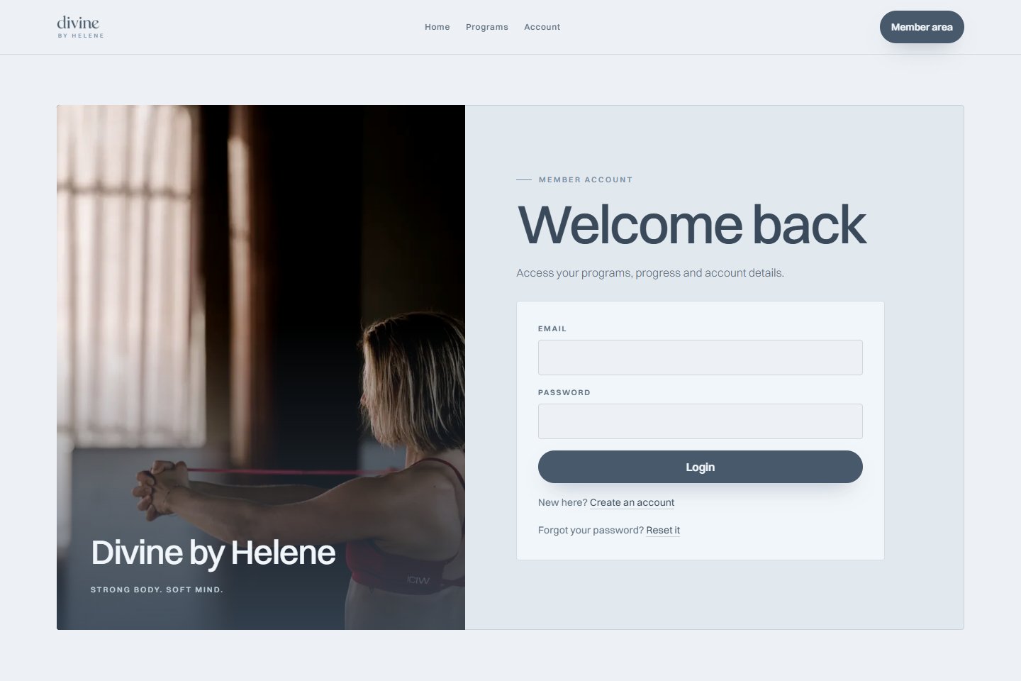 Divine by Helene: member sign-in page