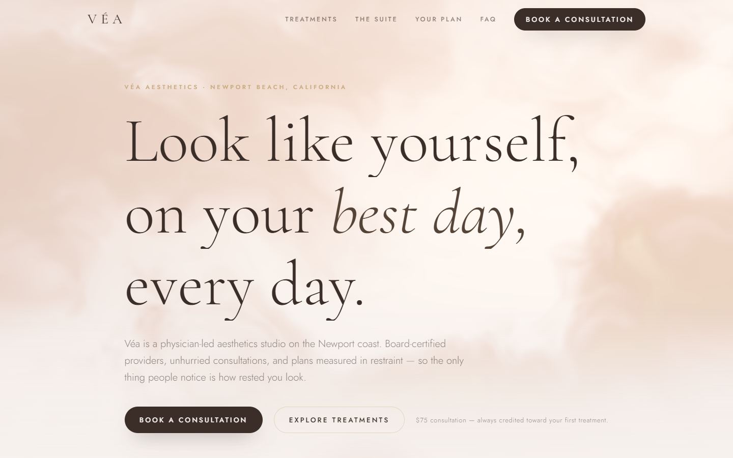 Véa Aesthetics: concept website